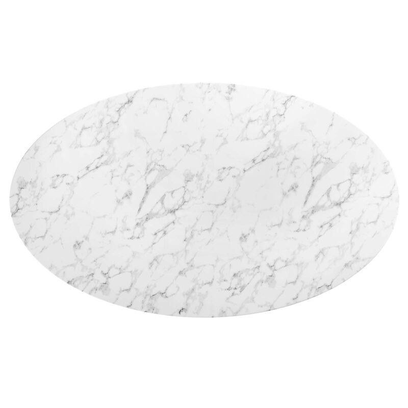 Modway - Lippa 78" Oval Artificial Marble Dining Table White