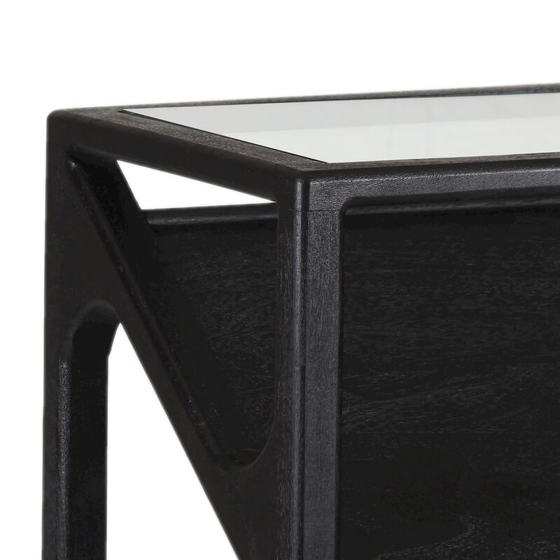 Porter Designs Canberra Solid Mango Wood Console Table, Black
