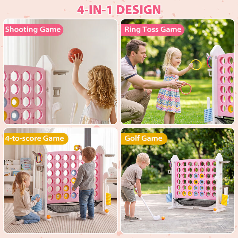 Portable 4 in 1 Row Connect Game with Mesh Net and Adjustable Height image number 5