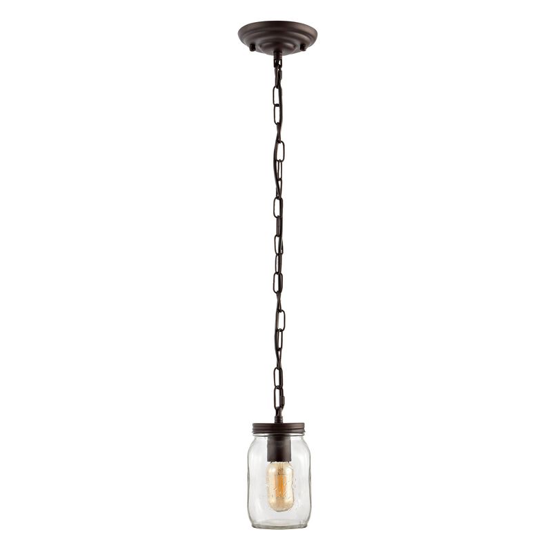 Gaines 1-Light Farmhouse Industrial Iron Mason Jar LED Pendant