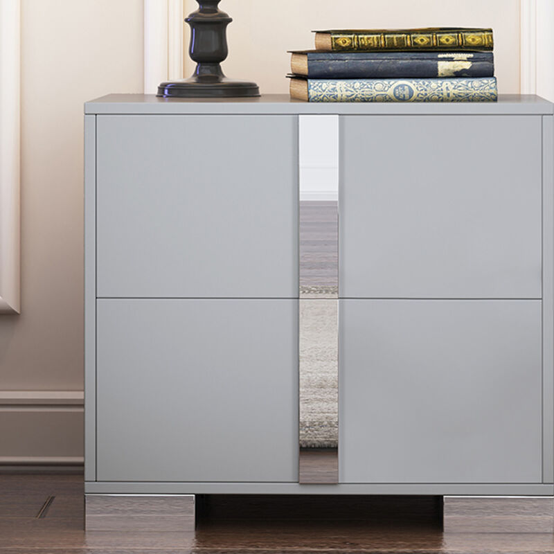 GOODSILO 2-Drawer Mirrored Nightstand Sturdy Bedside Table with Metal Feet Spacious Storage for Bedroom Living Room End Table Home Furniture Piece image number 9