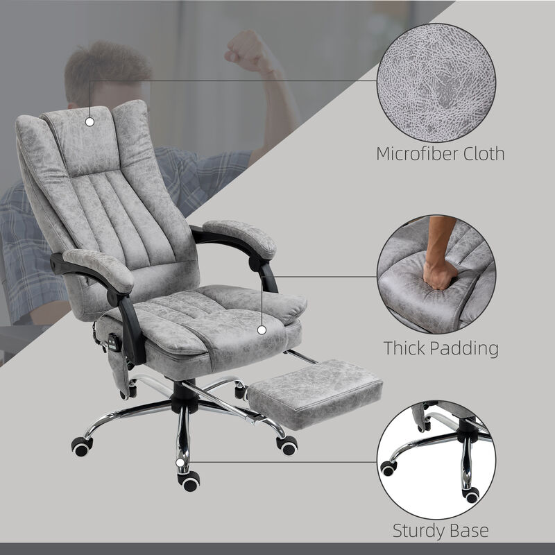 Vinsetto Microfiber Office Chair, High Back Computer Chair with 6 Point Massage, Heat, Adjustable Height and Retractable Footrest, Coffee image number 9