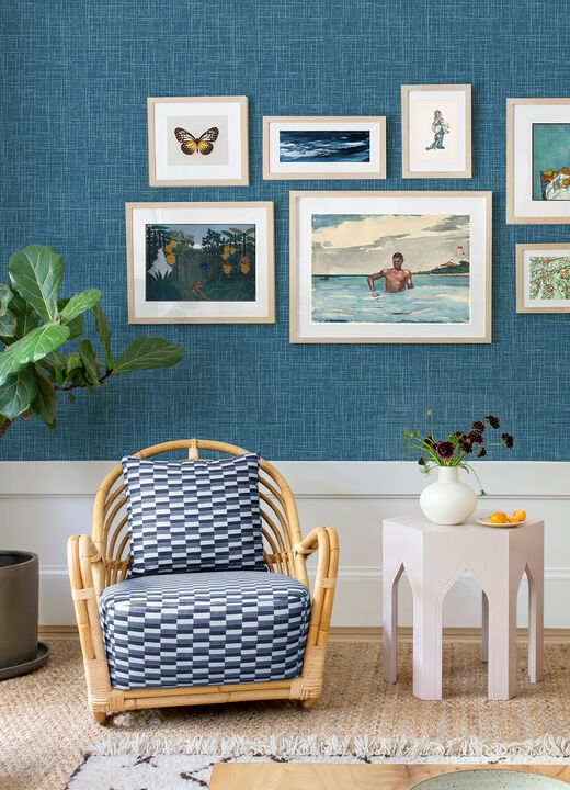 Emerson Teal Faux Linen Wallpaper