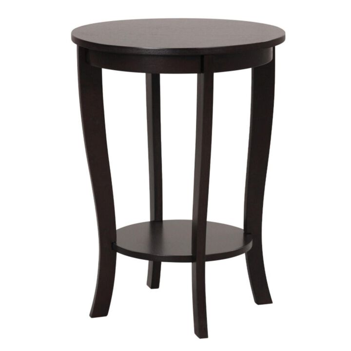 Hivvago  2-tier Round End Table with Solid Wood Legs