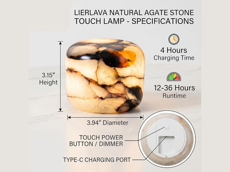 Natural Marble Cordless Table Lamp Rechargeable 3 Way Dimmable Ambient Light image number 2
