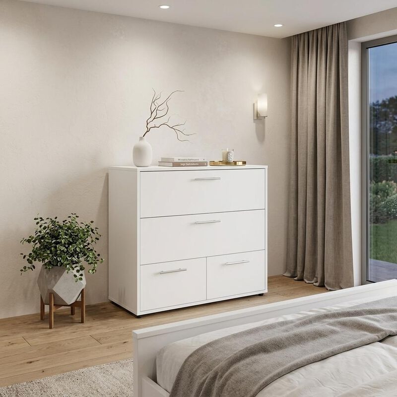 HomeRoots 24" White Wood Four Drawer Dresser image number 1