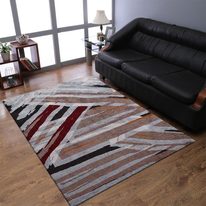 Rugsotic Carpets Hand Knotted Silk Size Area Rug Abstract Size NS1232