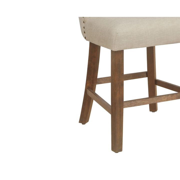 Best Quality Furniture Counter height chair set of 2 in beige linen fabric