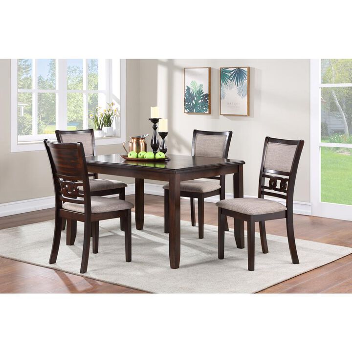 New Classic Furniture Gia 5-Piece 48 Wood Rectangular Dining Set with 4 Chairs in Cherry