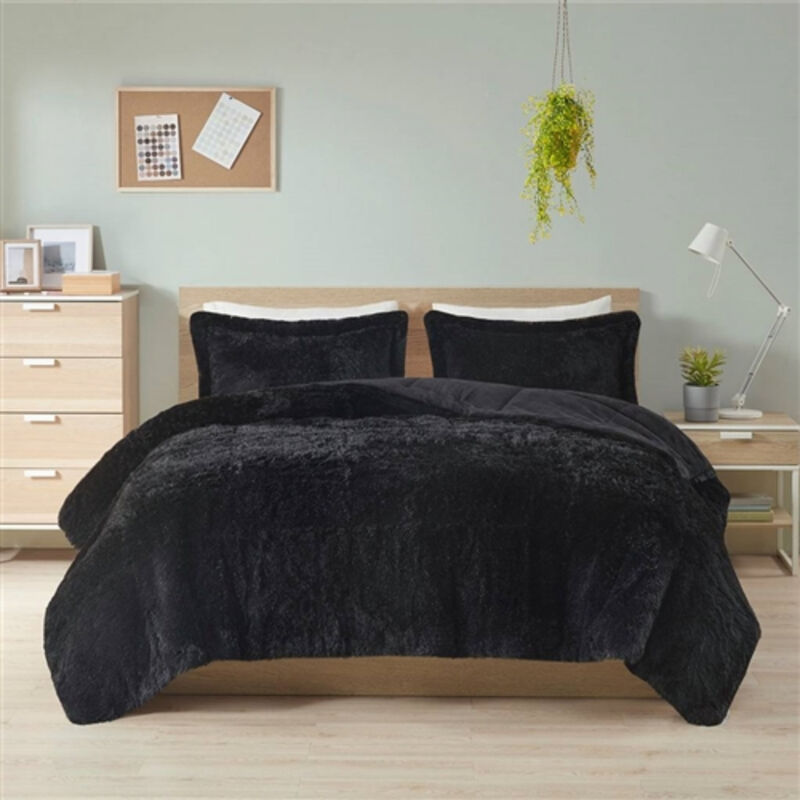 Soft Sherpa Faux Fur 3-Piece Comforter Set with Shams
