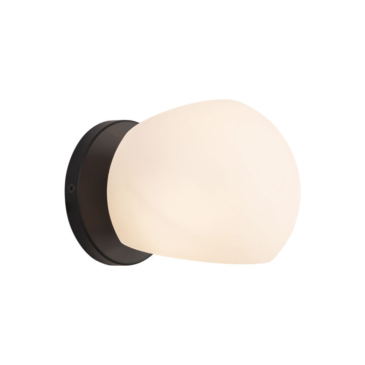 Willow 6-in Matte Black/Opal Matte Glass 1 Light Damp-Rated Wall/Vanity Light