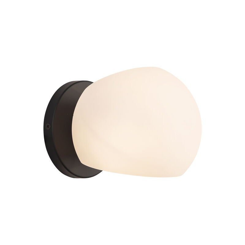 Willow 6-in Matte Black/Opal Matte Glass 1 Light Damp-Rated Wall/Vanity Light image number 1