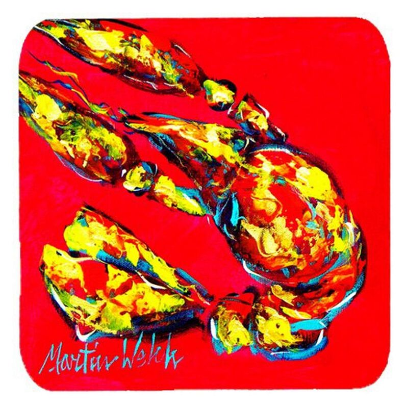 Caroline's Treasures MW1022FC Crawfish Crunch Time Foam Coasters (Set of 4), 3.5 H x 3.5 W, Multicolor