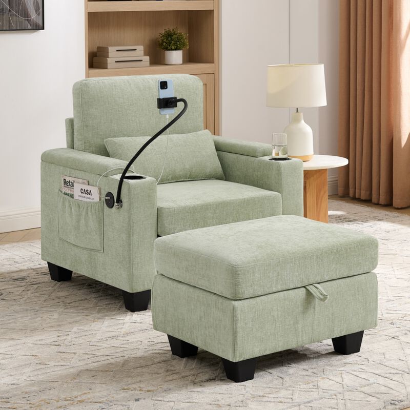 Kurtfo Chenille Accent Chair Set image number 1