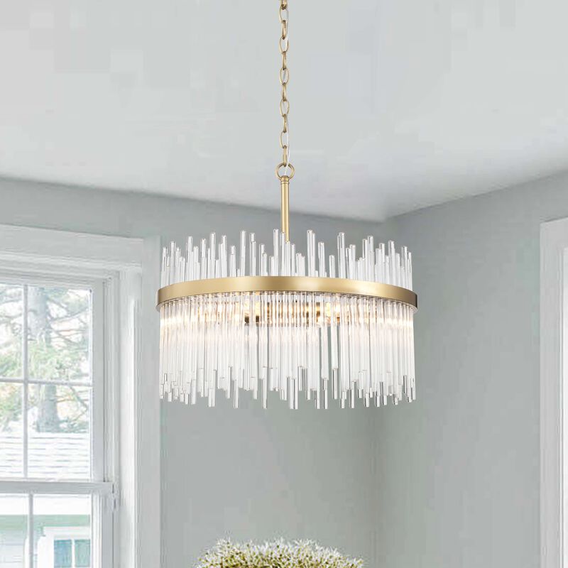 Elisa 5-light Shiny Bronze Chandelier with Clear Glass Bars image number 2