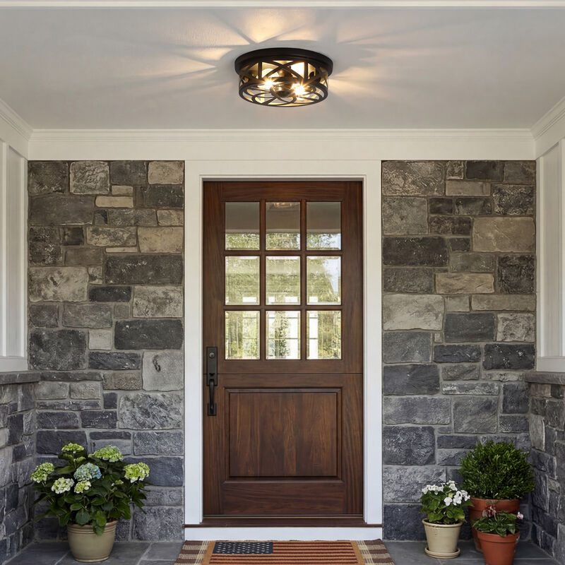 10.94" Modern 2-Light Motion Sensor Outdoor Flush Mount Light image number 7