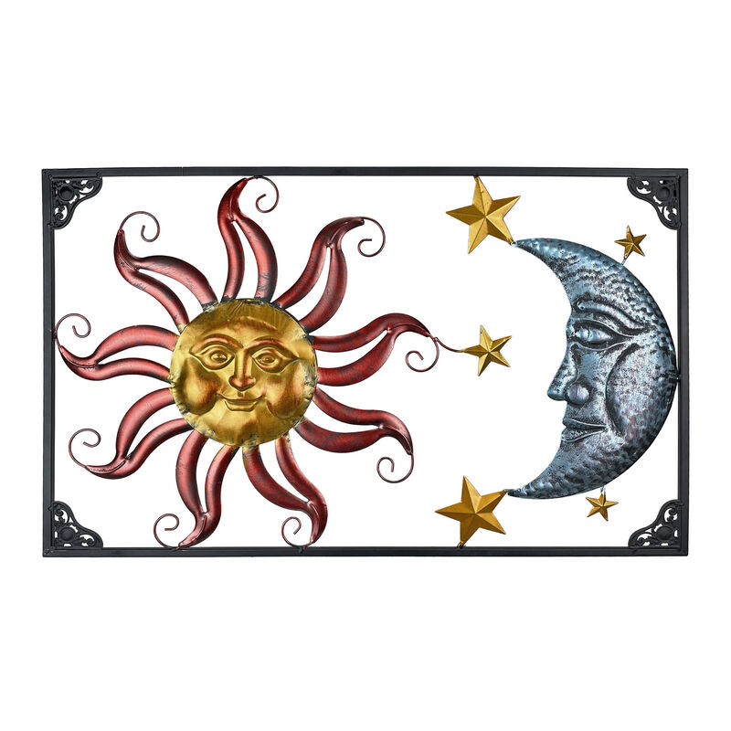 Tri-Tone Celestial Sun Moon and Stars Indoor/Outdoor Metal Wall Art image number 0