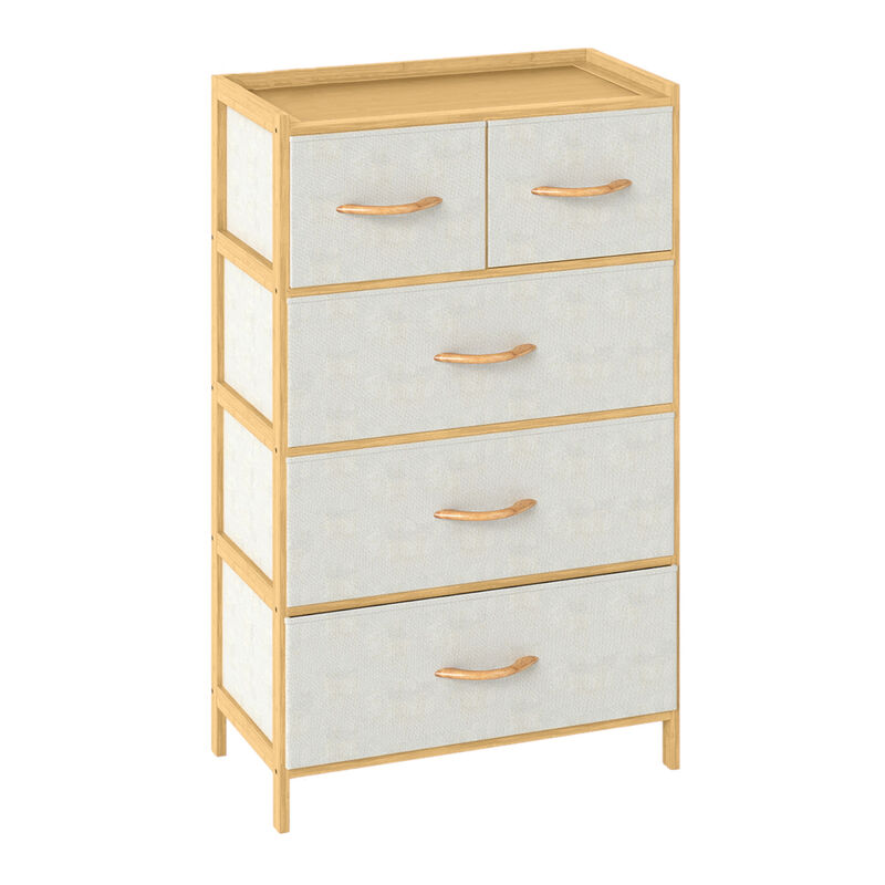Natural 5-Drawer Bedroom Dresser with Top Shelf Storage image number 0