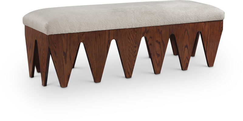 Meridian Furniture Altair Beige Velour Fur Fabric Bench