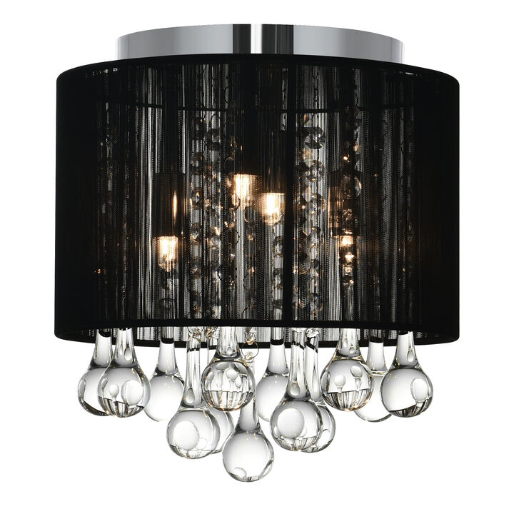 Water Drop 4 Light Drum Shade Flush Mount With Chrome Finish