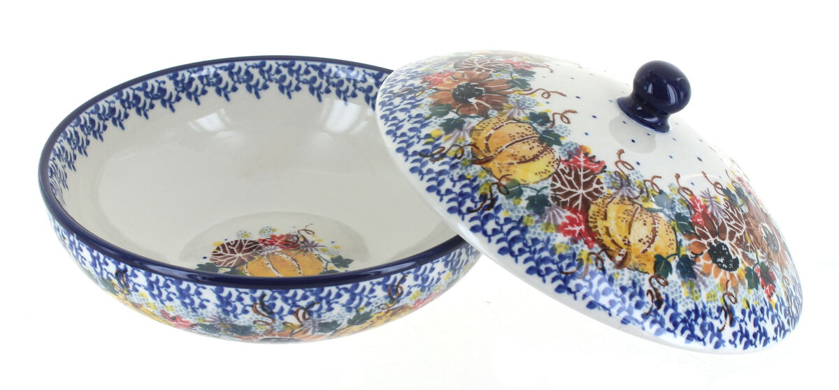 Blue Rose Polish Pottery Tulip Bouquet Covered Bowl