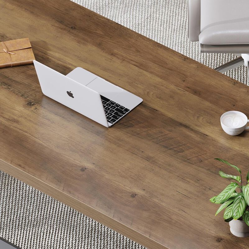 Top True Wood Computer Desk, Modern Writing Desk with Metal Legs for Home Office image number 3