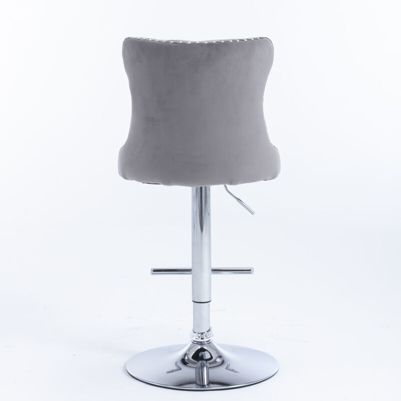 Streamdale Gray Swivel Velvet Bar Stools (Set of 2) image number 6