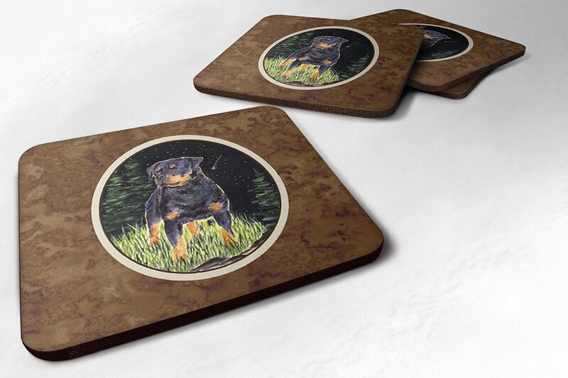 Caroline's Treasures SS8475FC Starry Night Rottweiler Foam Coasters Set of 4 (Set of 4), 3.5 H x 3.5 W, Multicolor image number 0