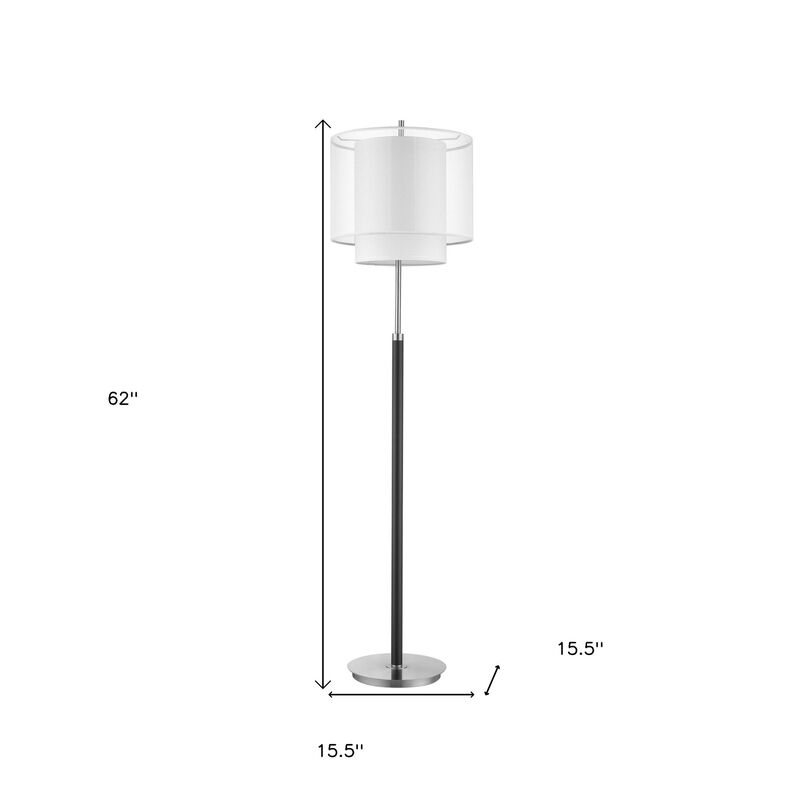 Hivvago 62" Floor Lamp With White Fabric Drum Shade