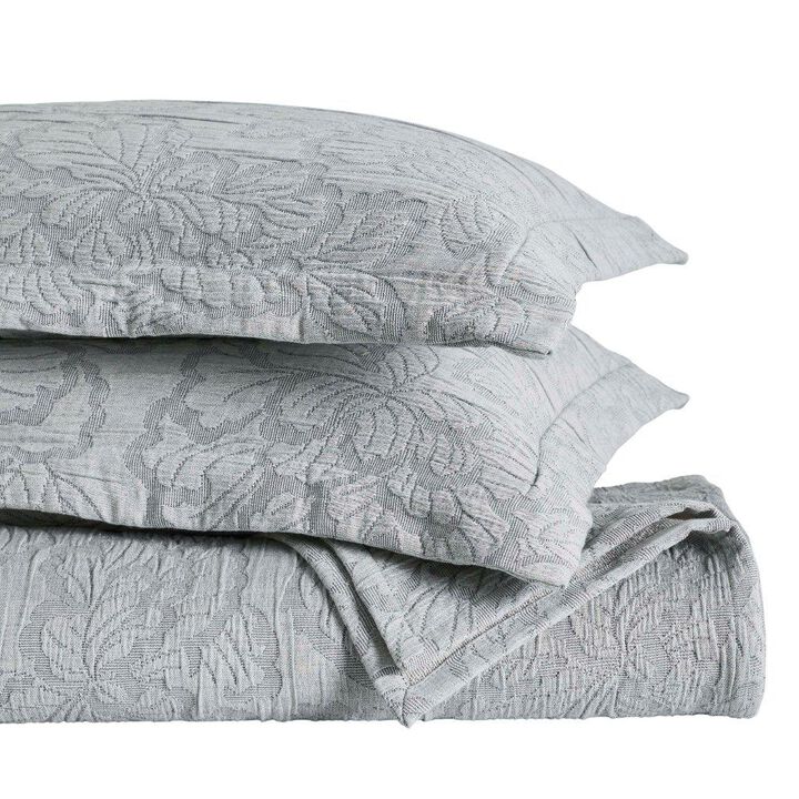3-Piece Cotton Matelasse Bedspread Set with Floral Design