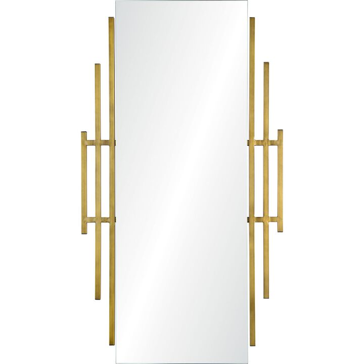 53.25" Antique Brass Finished Unframed Wall Mirror