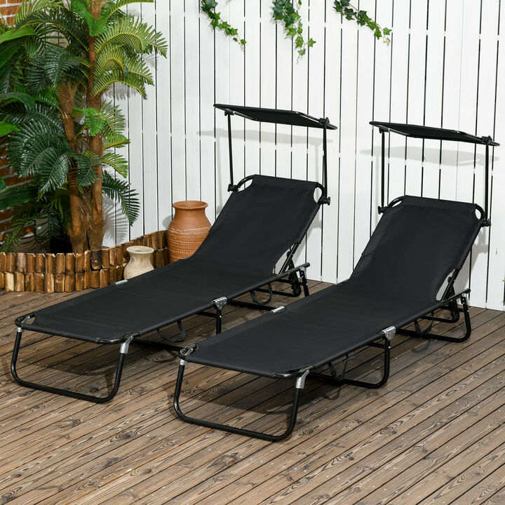 Hivvago 2-Piece Poolside Chaise Lounge Set with Sunshade