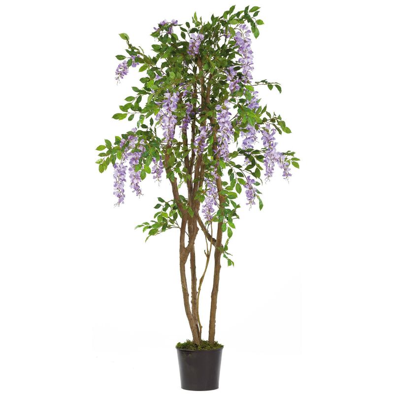 Nearly Natural 5-ft Wisteria Tree w/1354 Lvs & 26 Cluster Flrs Purple
