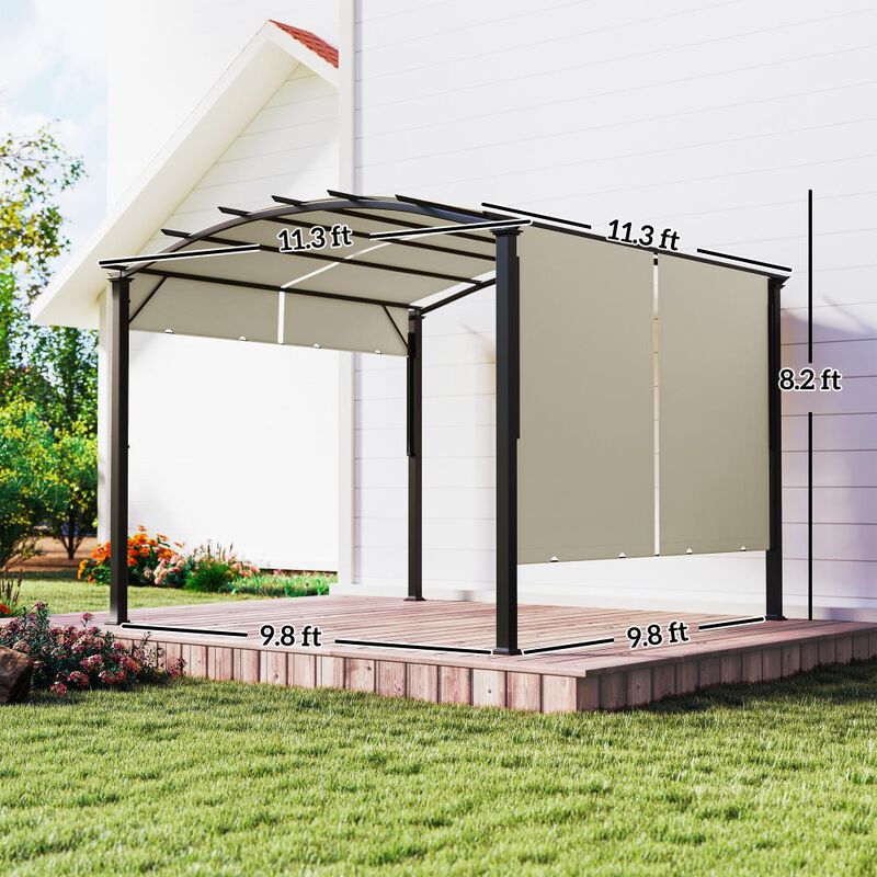 Hivvago Outdoor 11' x 11' Pergola with Adjustable Roof image number 2