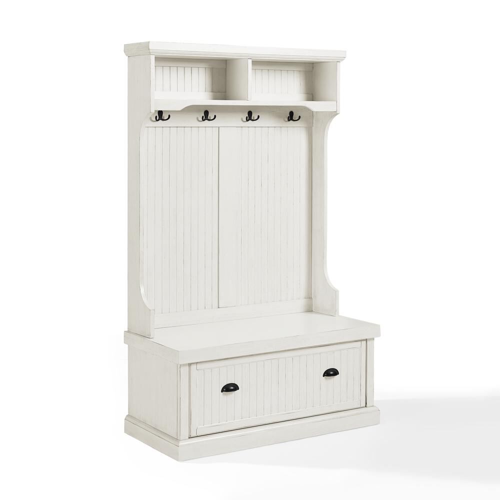 Crosley Furniture Seaside Hall Tree Distressed White