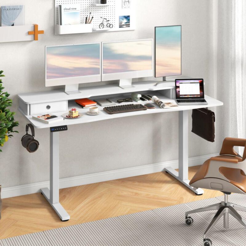 Hivvago 63 Inch x 24 Inch Electric Standing Desk with 2 Drawers