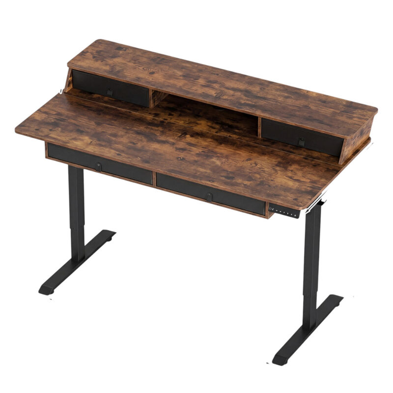 Electric Height Adjustable Standing Desk with Storage Drawers image number 0