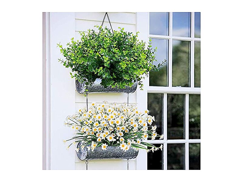 10 Pack Artificial Boxwood Stems Outdoors Unfading In Sun Plastic Faux Plants image number 2