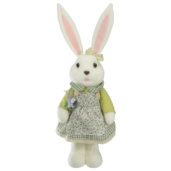 20" White and Green Standing Girl Rabbit Easter Figure