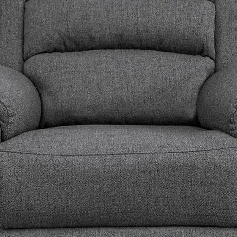 Fery 36 Inch Manual Recliner Chair, Gray Burlap, Cushioned Seat, Solid Wood - Benzara image number 2