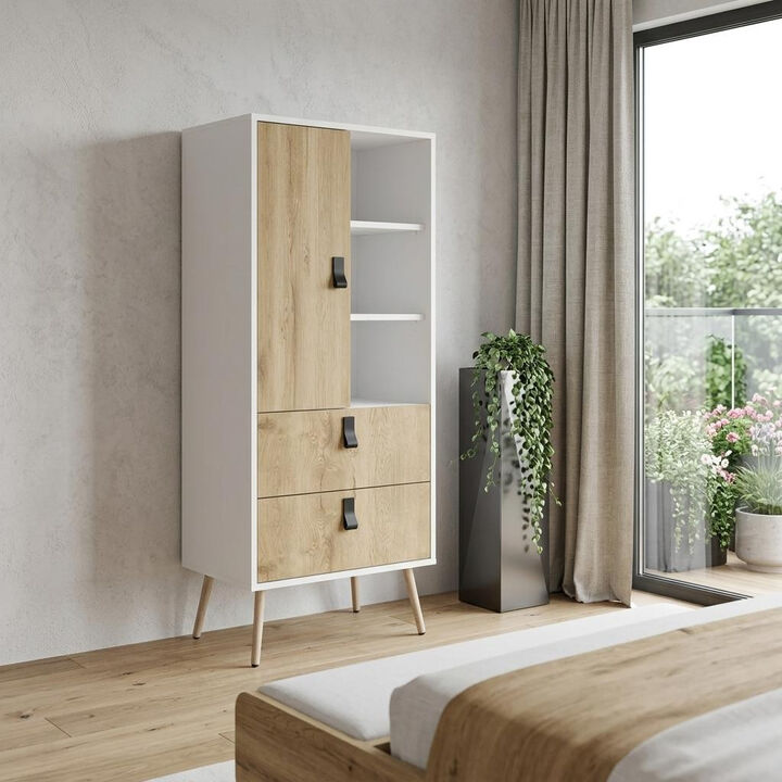 HomeRoots 20" White and Natural Two Drawer Chest