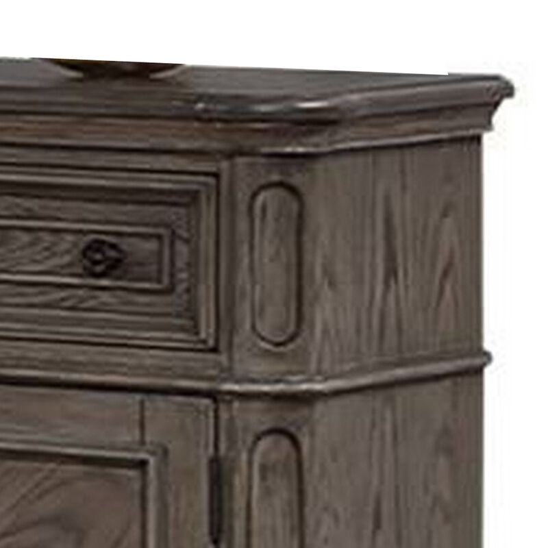 Sideboard Buffet Cabinet, 2 Storage Drawers, 56 Inch Oak Brown Wood