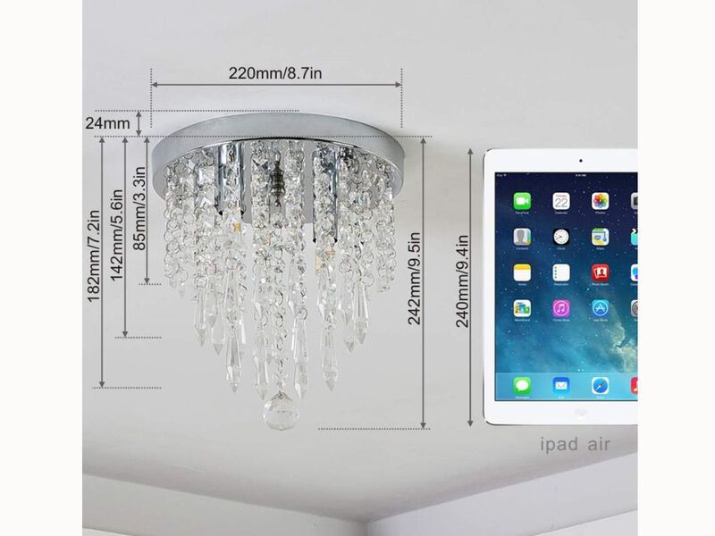 2-Light Mini Crystal Chandelier &ndash; Flush Mount Modern Fixture for Bedroom, Hallway, Kitchen & Bathroom (G9 Base)