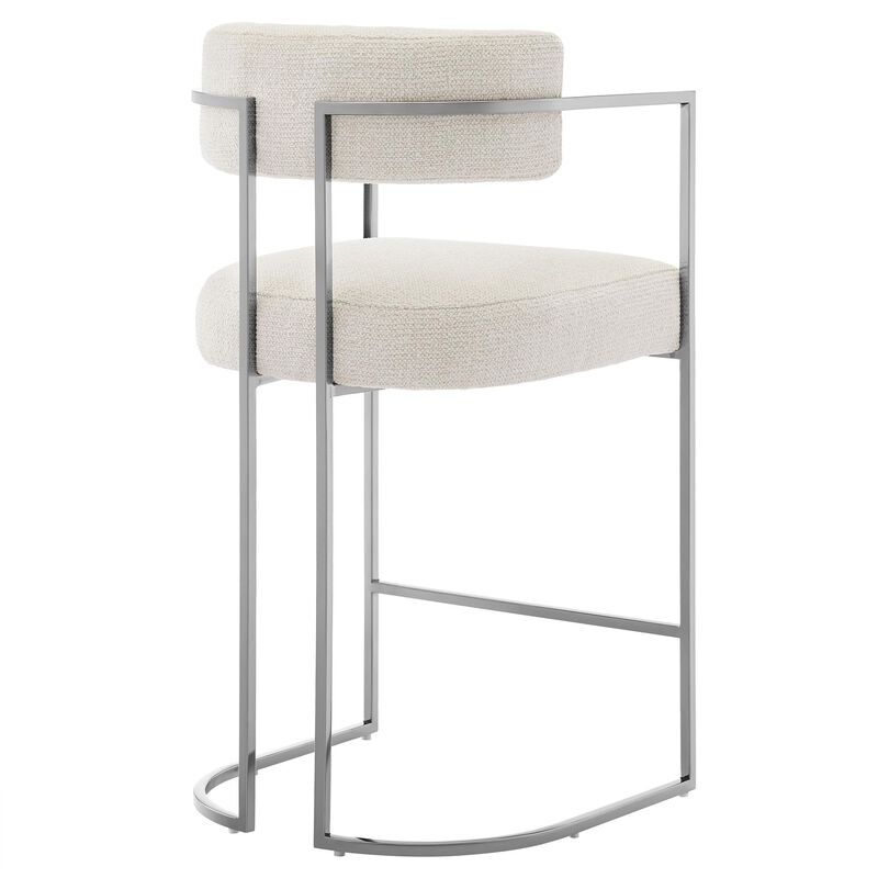 Modway Huron Modern Barrel Counter Stool with Sled Base in Silver Cream image number 7