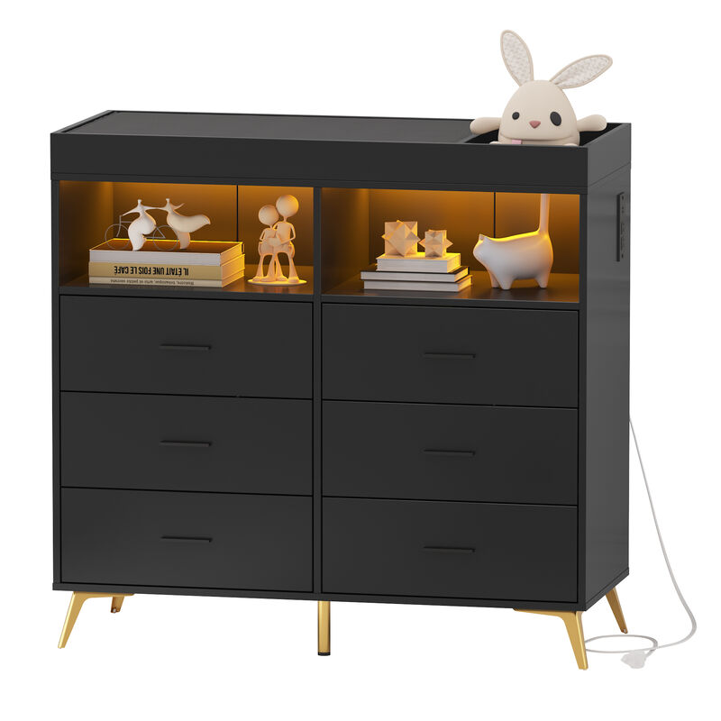 LED Light & Power Outlet Baby Changing Table Dresser image number 0