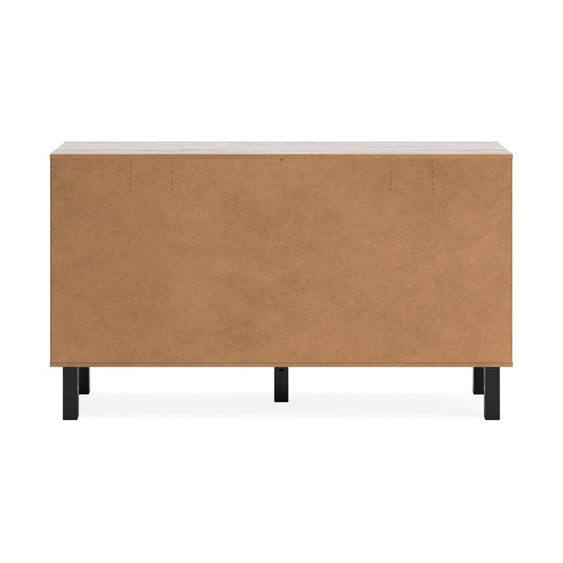 Veso 62 Inch Wide Dresser, 6 Drawers, Modern Light Gray and Black - Benzara