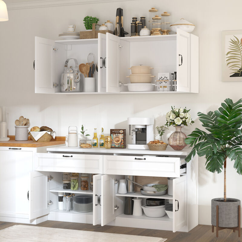 63" W Kitchen Pantry With 8 Door 2 Drawer