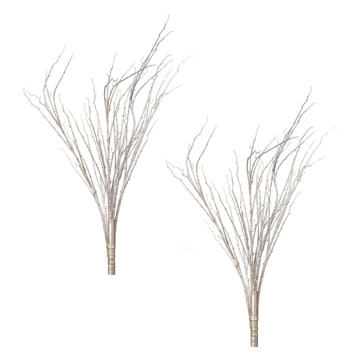 Flocked Snowy Branches (2 Count) – Faux Holiday Branch Picks for Winter Decor, Table Settings, and Christmas Tree Accents