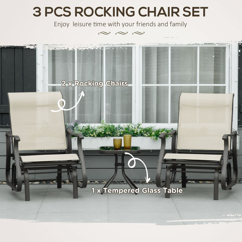 Hivvago 3-Piece Patio Gliders with Glass Top Table image number 3