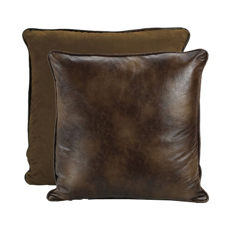 Brown Faux Leather Euro Pillow